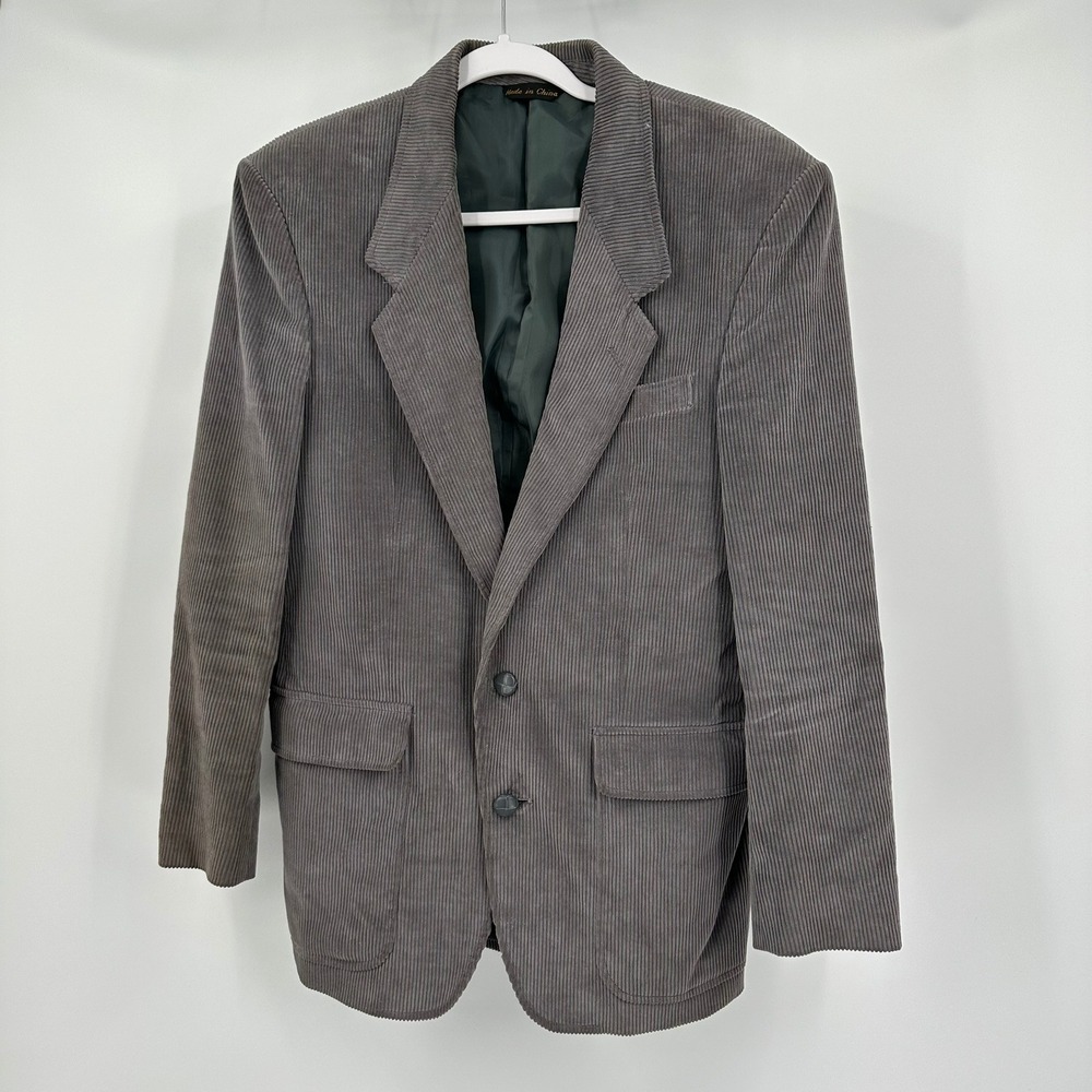 Jordache Old Money Preppy Mens Corduroy Blazer Jacket‎ Size 38S Classic Gray